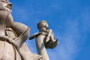 Nahaufnahme der Papstkarrikatur (Imperia)