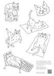 Illustration von Yoga-Katzen, schwarz auf weiß